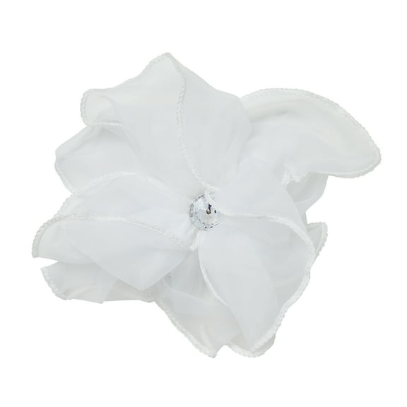Offray White Large Sheer With Gem Center Flower Embellishment, 1 Each