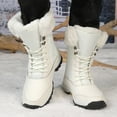 thumbnail image 2 of Hiking Snow Boots for Women Waterproof High Top Lace up Thickened Warm Plush Lace up Winter Outdoor Antislip Mid Calf Booties White Size 9, 2 of 6