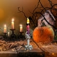 thumbnail image 4 of Deeceymbur Evil Halloween Lights Resin Skeleton Candelabra Orange Green Purple LED Ghost Hand Candle Party Tabletop Decoration, 4 of 6