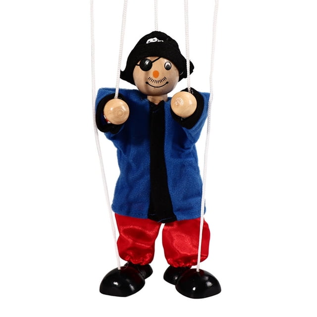 Marioneta de cuerda de pirata de madera de Color aleatorio, marionetas de madera para niños, juguetes interactivos para padres e hijos