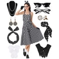 thumbnail image 2 of Women's Dress 1950s Polka Dress Set Audrey Vintage-Inspired Cocktail Halter Swing Dress with Accessories 10PCS, 2 of 8