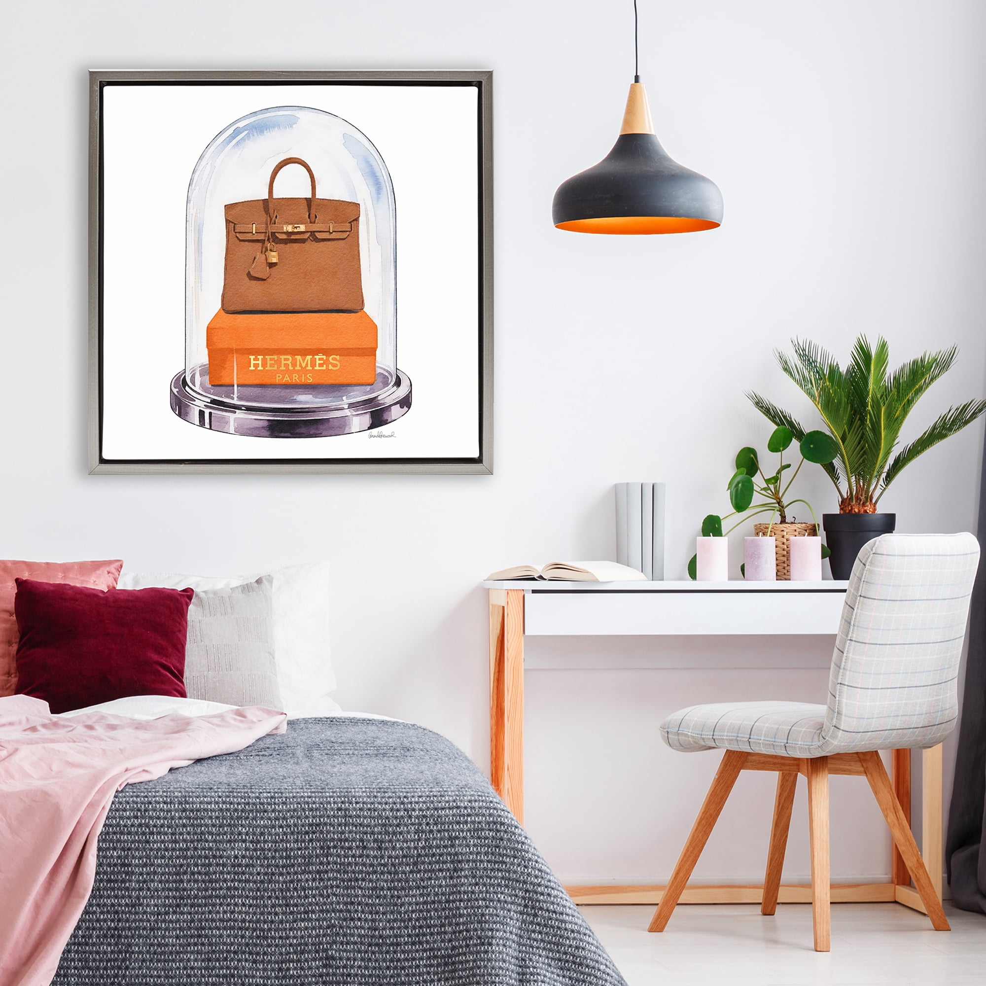 Stupell Industries Luxury Handbag Dome Gray Framed Floater Canvas Wall Art, design by Amanda Greenwood