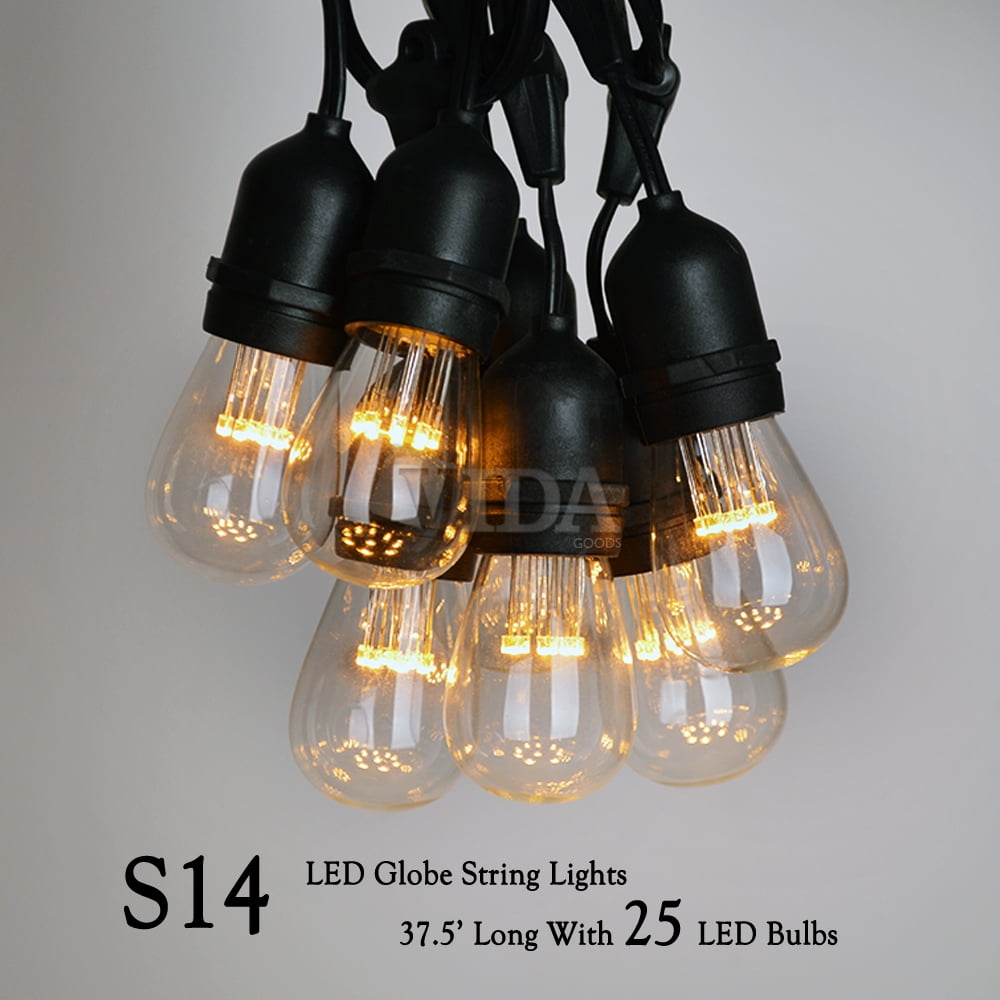 Viod Warm White 5 Stick Led Style 37 Foot Globe String Lights Outdoor Décor Party Lighting 25 Sockets