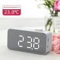 thumbnail image 3 of Latrodar LED Mirror Digital Alarm Clock Big Display Table Non-Toxic er Support Bluetooth White 6x3.6 Inch Home Stuff, 3 of 4