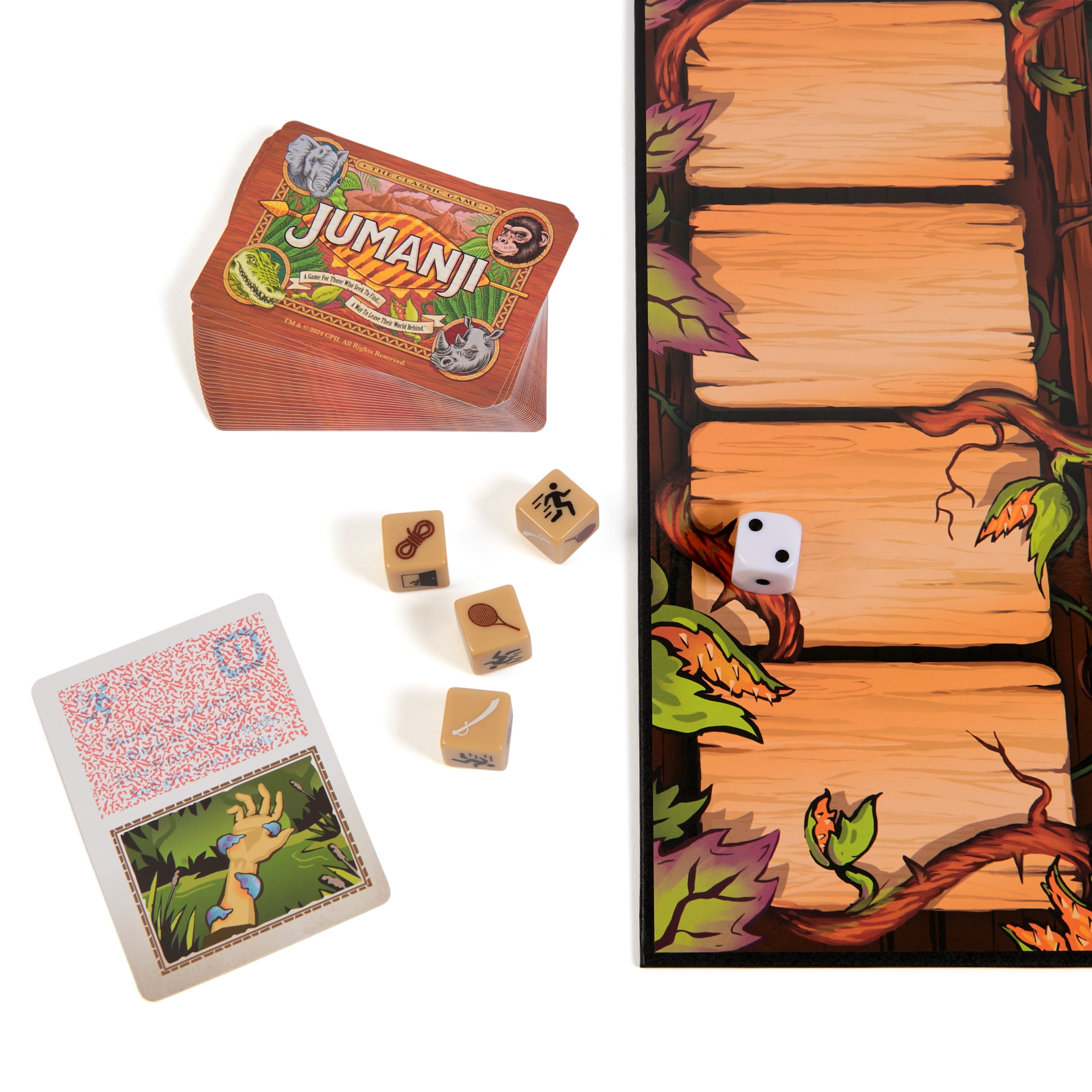 Spin Master Games, Jumanji The Game Real Wooden Box Edition of the Classic Adventure Board Game for Kids and Families Ages 8 and up
