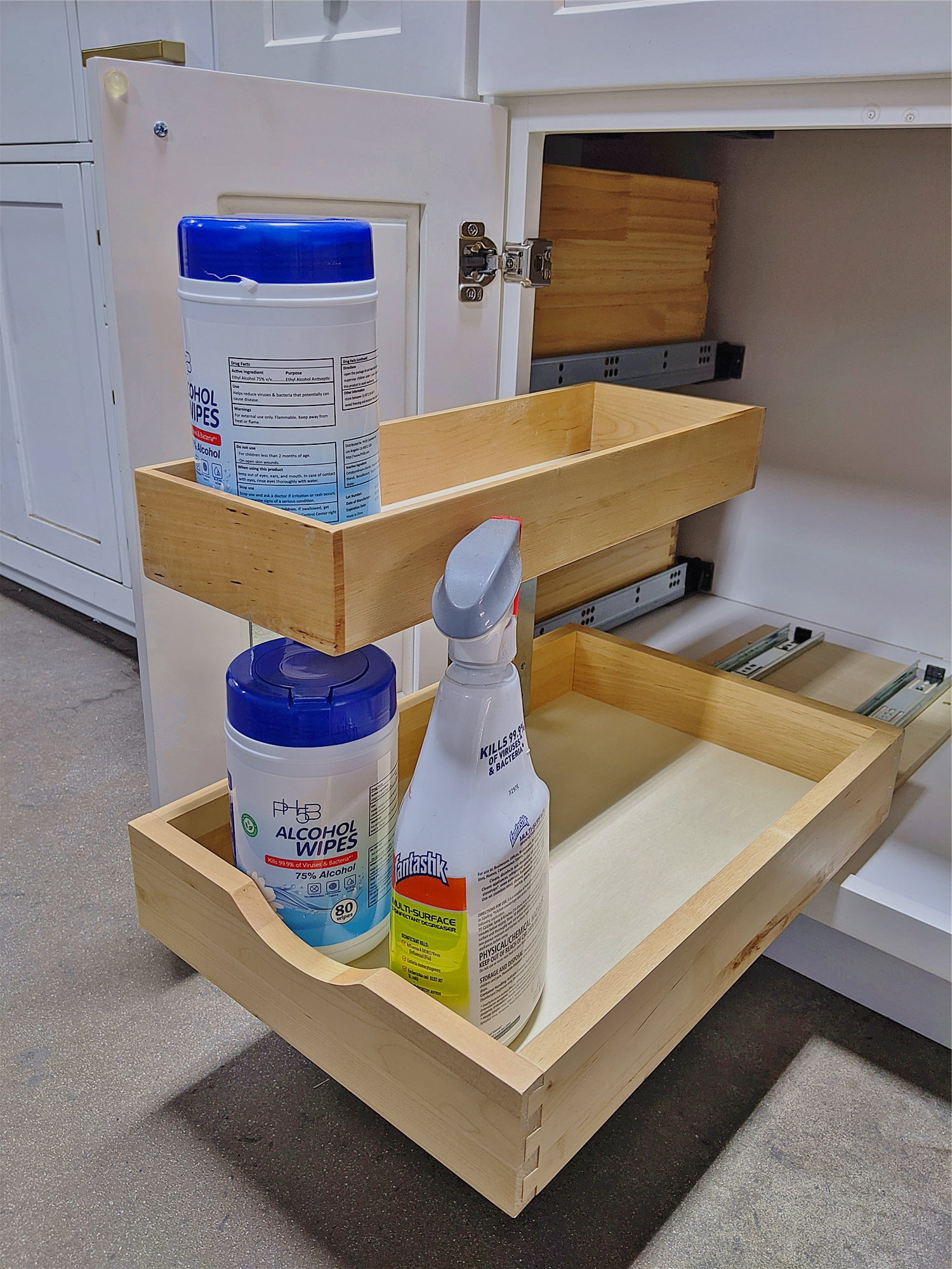 2 Tier Pull Out Organizer Shelf Sliding Drawer Storage for Kitchen Bathroom Storage Cabinet Under Sink Slide Out Shelf
