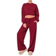 thumbnail image 5 of HKYNLAG Wide Leg Sweatpants Womens Low Rise Baggy Lounge Joggers Drawstring Cotton Sweat Pants with Pockets Red M, 5 of 5