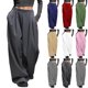 thumbnail image 1 of Pincandy Women's Fashion Casual Solid Color Ruched Elastic Waist Pants - Loose Fit for Outdoor Activities, 1 of 6