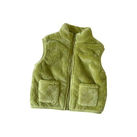 

RPVATI Baby Unisex Pockets Plush Vest Toddler Zip Up Sleeveless Waistcoat High Neck Fall Winter Warm Clothes Outfit 1Y-4Y