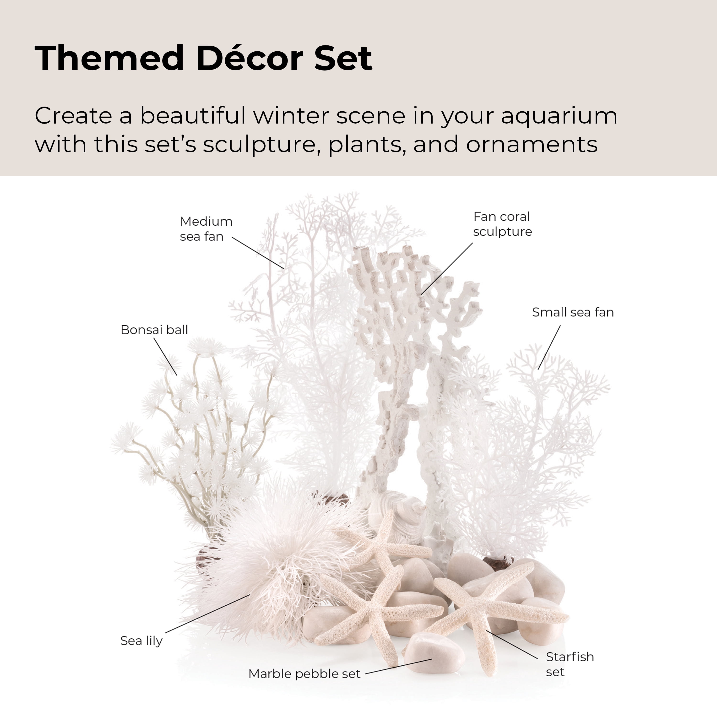 biOrb Winter Dream Aquarium Décor Set, White