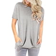 thumbnail image 2 of XXLvision Women Solid Color Crew Neck Front Pockets Short Sleeve Pullover Top, 2 of 4
