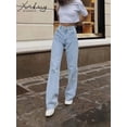 thumbnail image 5 of Straight Jeans Women High Waist Streetwear Light Blue Boyfriend Denim Pants Ladies Wide Leg White Jeans For Women, 5 of 6