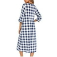 thumbnail image 5 of Dihao Womens Robes Women Robe Lightweight 3/4 Sleeve Knit Bathrobe Summer Soft Knee Length Sleepwear Robes with Side Pockets Check Printed O Neck Zipper Nightgown Loose Pajamas, 5 of 5