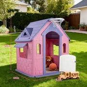 Redsmile Playhouse for Kids,Kids Playhouse with Basketball Ring Toss Play and DIY Stickers, Activity Center Game House for Indoor Outdoor,Gift for Girls Boys