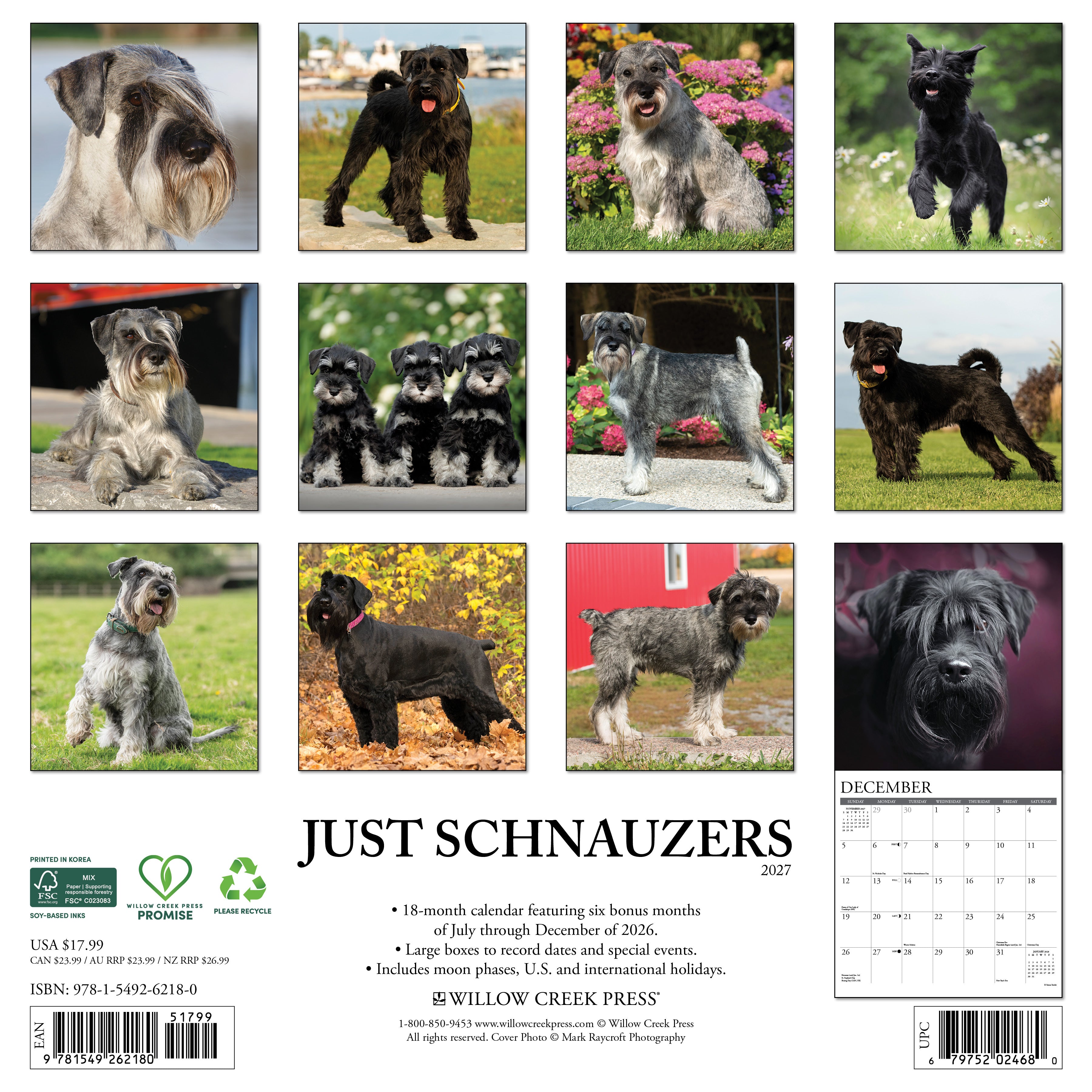 Willow Creek Press, Schnauzers 2027 Wall Calendar