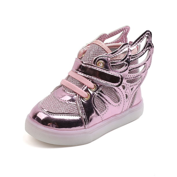 Zapatos brillantes de moda de primavera y otoño Zapatos con alas para niños Zapatos para bebés Zapatos deportivos para niños y niñas Estilo coreano