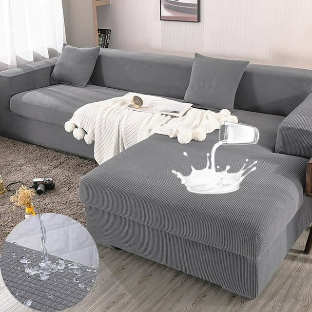 Waterproof Sofa Cover Non-Slip High Stretch 1 Piece Water Repellent Couch Slipcover with Elastic Straps, Washable Sofa Protector Four Seasons Universal