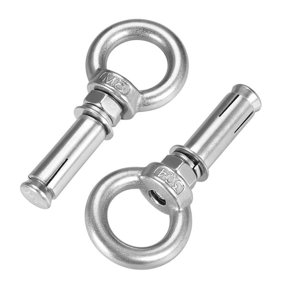 Unique Bargains M8 x 50 Expansion Eyebolt Eye Nut Screw with Ring Anchor Raw Bolts 2 Pcs