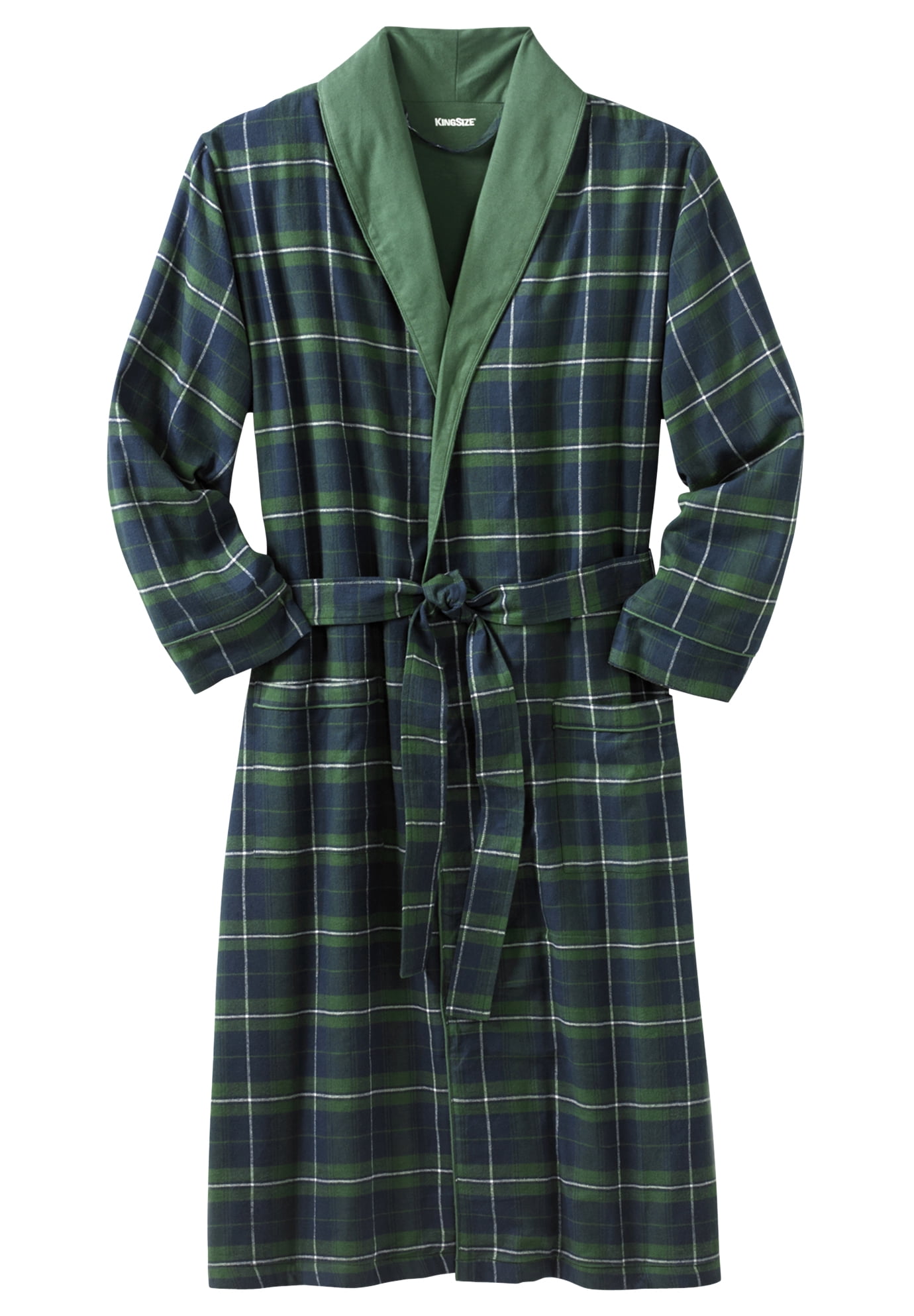 Kingsize KingSize Men's Big & Tall JerseyLined Flannel Robe