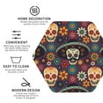 thumbnail image 4 of Disketp Skulls And Flowers Funny Coasters,4 Pcs Leather Coasters With Holder, Perfect Housewarming Hostess Gifts,Protect Furniture From Water Marks Scratch, 4 of 9