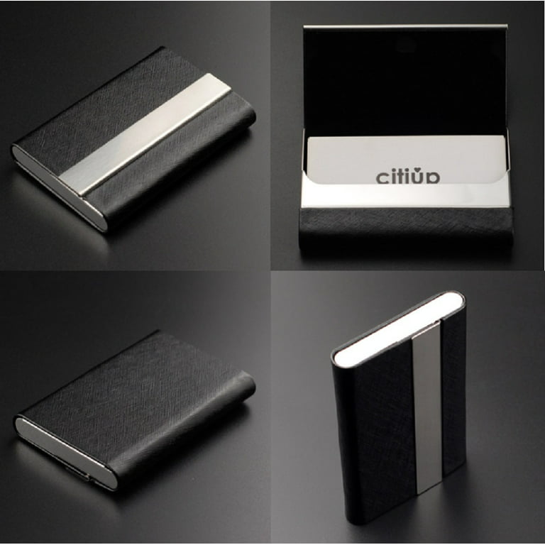 Elegant Pocket Business Card Holder in Black and Silver