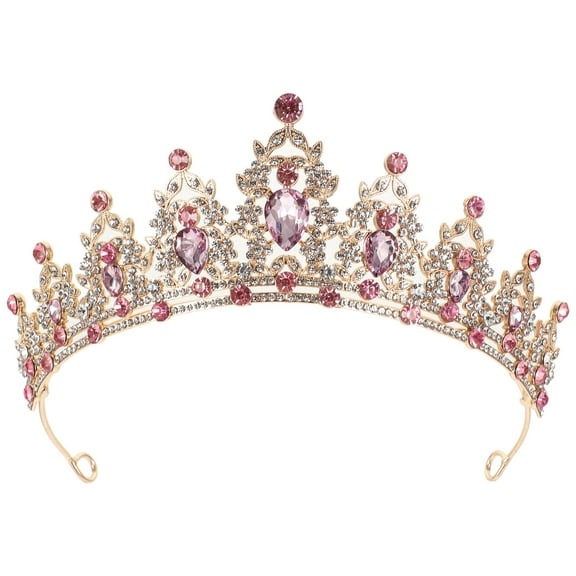 Masteelf 1 Piece Pink Rhinestone Bridal Tiara Crown For Women At Birthday Parties