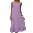 thumbnail image 5 of Lenago Maxi Dress for Women Sleeveless Flowy Maxi Casual Long Dresses with Pockets Flared Hem Elastic Strap Summer Beach Fashion Maxi Dress for Party Purple Size-XL, 5 of 6
