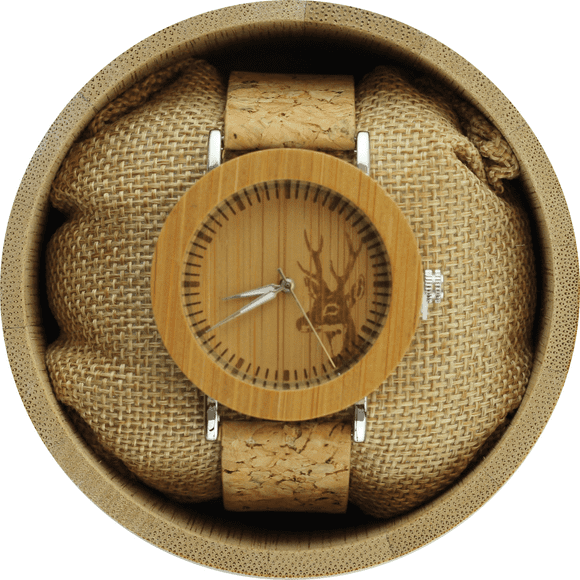 Angie Wood Creations Bamboo and Steel Women’s Watch With Cork Strap