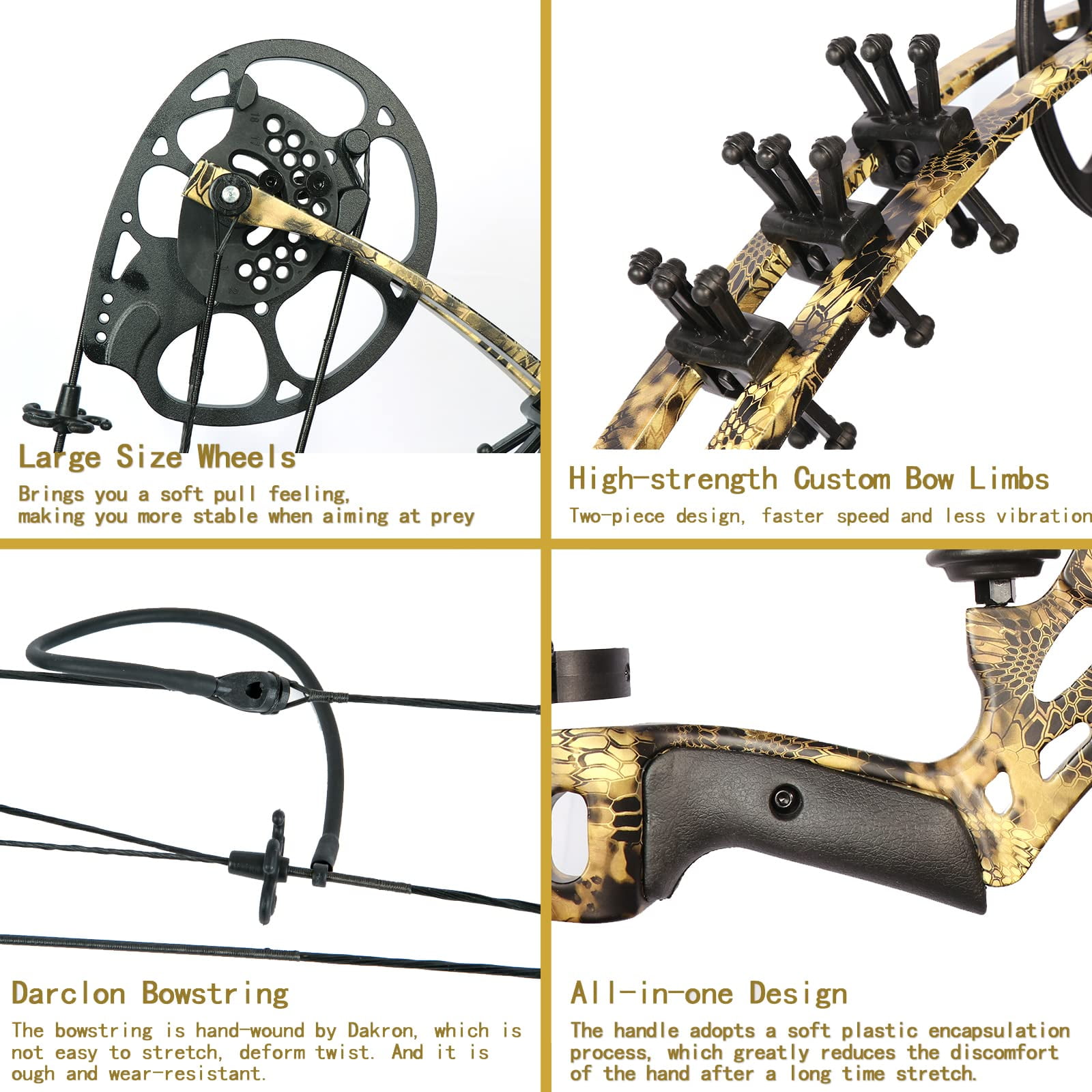 PANDARUS Compound Bow Set 15-45lbs for Pull Beginner and Teens Right Handed  Adjustable 18-29 Draw Length, 320 FPS Speed, Hunting Bow Archery Set New