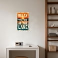 thumbnail image 4 of Lakeside leisure wall mural in canvas frame, "Relax by the Lake" poster, sunset lake view background painting, cozy lakeside cottage home decoration painting, 4 of 10