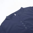 thumbnail image 6 of YDFCWXW Womens Short Sleeve Cotton Linen Shirts Button V Neck Loose Summer Tops Plus Size Solid Pullover Blouses Navy, L, 6 of 8