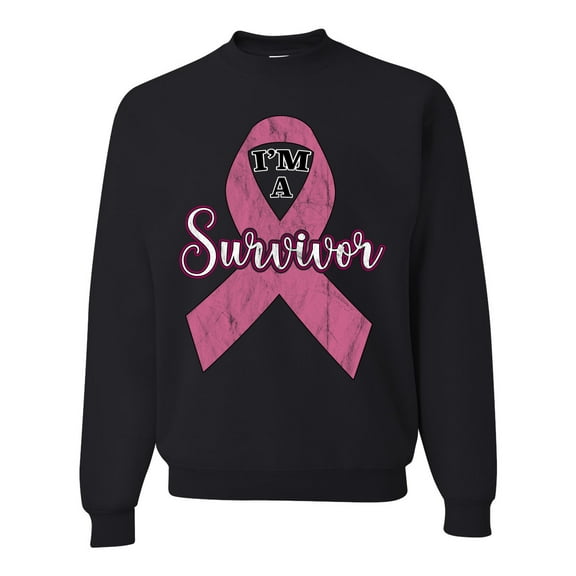 Wild Bobby Pink I'm A Breast Cancer Survivor Breast Cancer Awareness Unisex Crewneck Sweatshirt, Black, Small