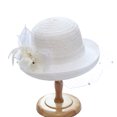 thumbnail image 2 of rygai Sun Hat Breathable Big Brim Flower Stitching Adjustable Trendy Dress Up Soft Rolling Edge Net Yarn Women Hat Summer Accessories,White, 2 of 8