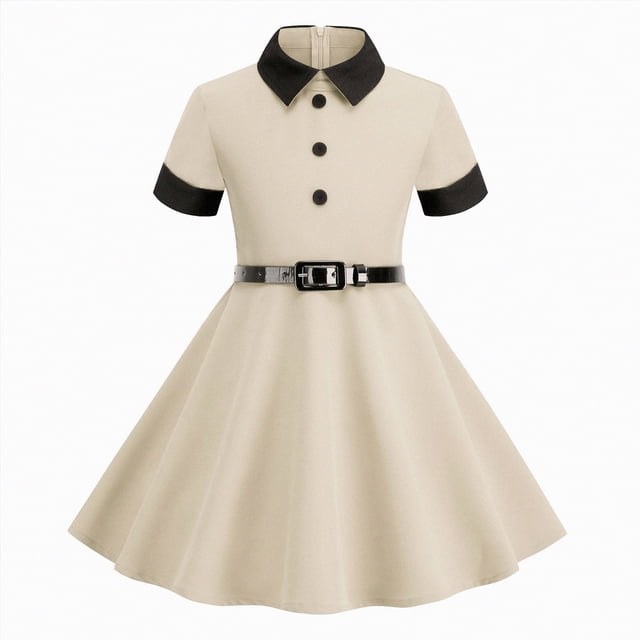 Gubotare Robe Tutu pour Tout-Petit Robe pour Bébé Fille en Lin à Volants, Dos Nu, Sans Manches Robes Enfants Robe d'Été Taille 7-8 (Beige, 7-8 Ans)
