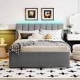 thumbnail image 2 of Full Size Platform Bed with Trundle,Teddy Fleece Upholstered Bed Frame with LED Light and USB Ports,Modern Full Bed for Kids Teens Adults Bedroom,Gray, 2 of 7