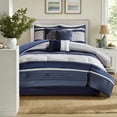 thumbnail image 6 of Luxurious 7Piece Bedding Sets Hypoallergenic Polyester Classic Navy Comforter for All Seasons, 6 of 8
