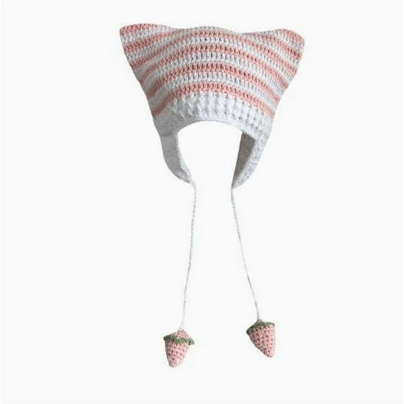HOOWIFFY Knitted Cat Ear Beanie Hat for Warmth Acrylic Fibers 1Pack Suitable for Women in Autumn and Winter