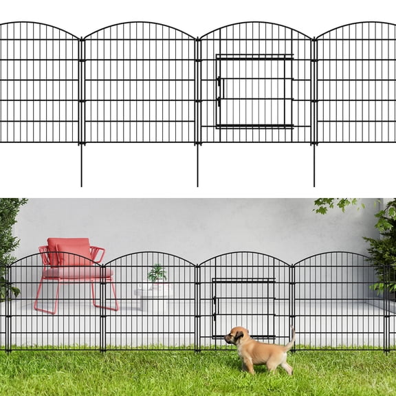 5-Pack Arch-Top Dense Mesh Garden Fence Black Metal Outdoor Barrier