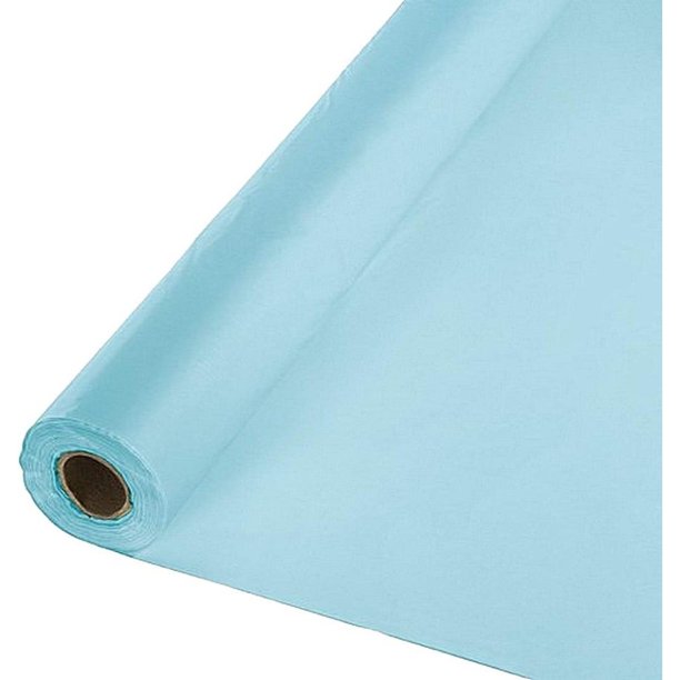 Light Blue 40" X 300 Ft Economy Banquet Roll Plastic Table Cloth