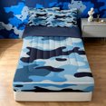 thumbnail image 2 of Manfei Rustic Camouflage Zipper Twin Comforter Sets with Fitted Sheet and 2 Pillowcases, Contemporary Art Camo Zipper Bedding Set, Navy Blue, Blue Reversible, 4pcs, 2 of 7
