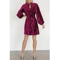 thumbnail image 2 of Women's Velvet Round Neck Tie Waist Long Sleeve Mini Dress 95% polyester 5% elastane Everyday chic and evenings, 2 of 13