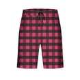 thumbnail image 5 of Men's Pajama Shorts Loose Fit Elastic Waist Drawstring Baggy Plaid Printed Casual Beach Yoga Knee Length Shorts with Pockets M-3XL Hot Pink XXXL(XXXL), 5 of 6