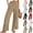 Khaki -CQ17, variant on Nestiefly Linen Pants for Women Cotton Casual Summer Wide Leg Drawstring Elastic Trousers Side Split Beach Vacation Clothes Khaki 2XL