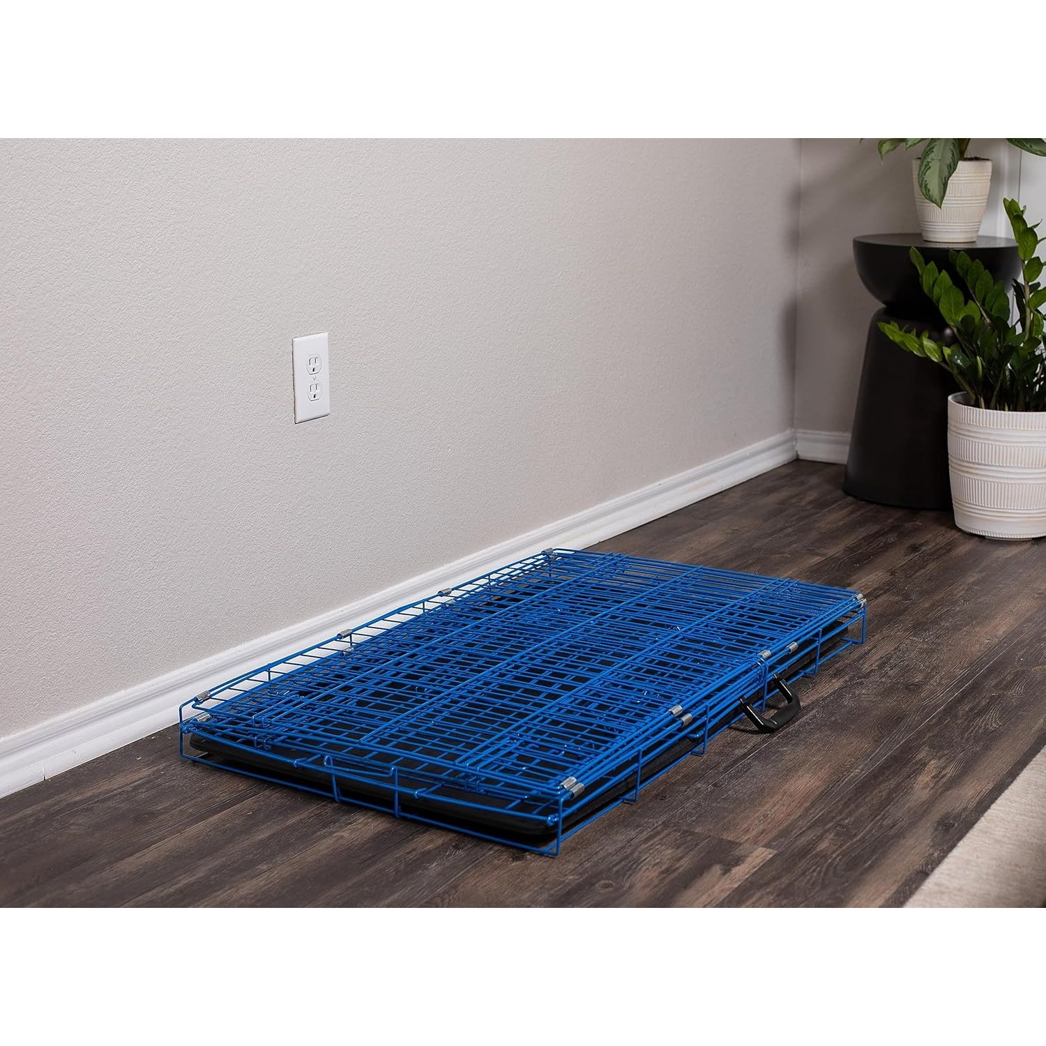 Dog Kennel | Medium (36 Inches) | Double Door Metal Steel Crates | Indoor Outdoor Pet Home | Folding and Collapsible Cage | Blue