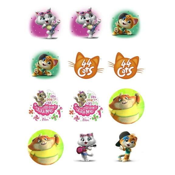 44 Cats Lampo Milday Meatball Pilou Assorted Pictures Poses Edible Cupcake Topper Images ABPID50936
