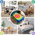 thumbnail image 4 of Rainbow Tie Dye Mandala Pattern Rectangle Tablecloth 60"x84",Waterproof Polyester Rectangle Table Cloth, Wipeable Spillproof Polyester Tablecloth for Dining, Camping, Indoor and Outdoor, 4 of 5