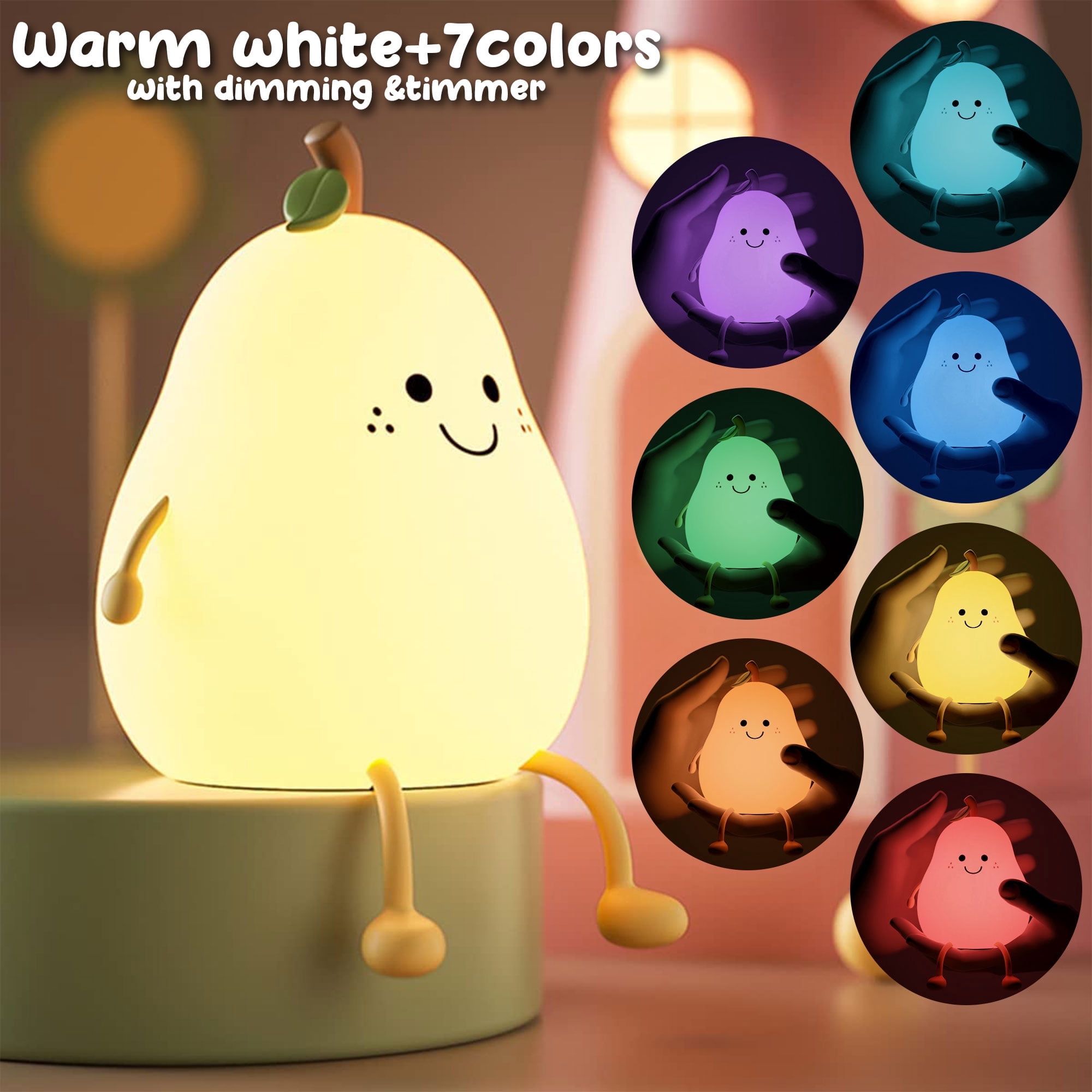 Amazing & Cute LED pear night lights for kids, Teen and Toddler's Room Decor And Special For Christmas & Birthday Present - Pear