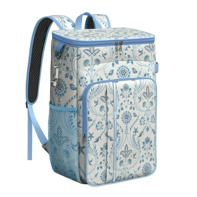 Rustic Insulated Backpack Cooler - 20L Soft Cooler Bag, Artistic Design for Outdoor Enthusiasts