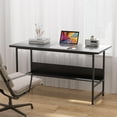 thumbnail image 3 of TY Arts & Culture Modern 47" Wood Tone Computer Desk - U-Shaped Steel Legs - Lap Desk with Bookshelf - Black, 3 of 9