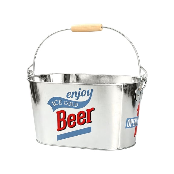Ice Bucket Metal Bar Cooler, Sturdy Party Drink Holder for Cans Bottles Home Outdoor 1 Pack - A